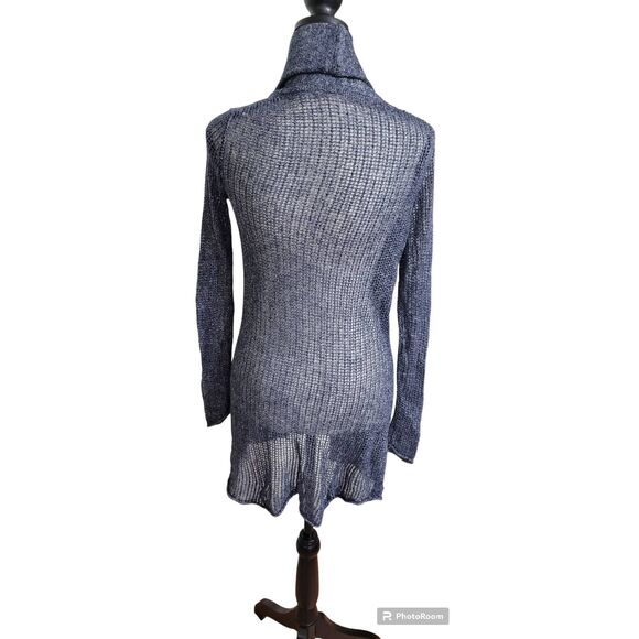 Athleta Open Front Cardigan Size XXS Heather Blue Cashmere Linen Blend, oversize - Picture 4 of 7